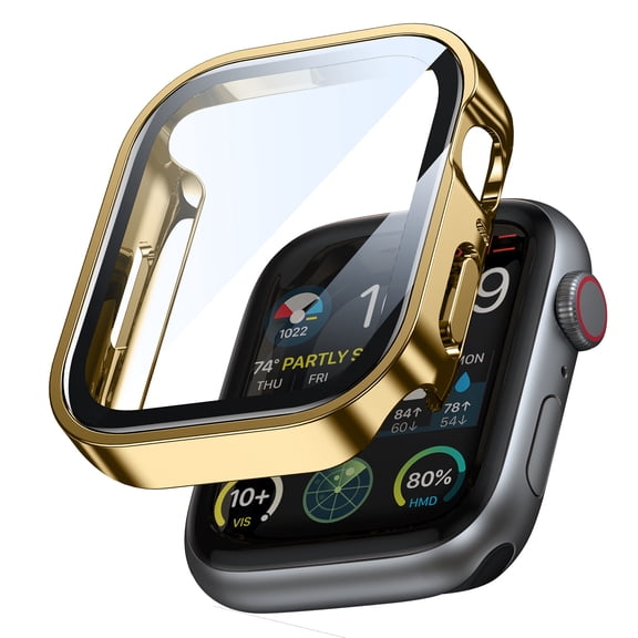 Leymi for Apple Watch Screen Protector Case Series 12 42mm, Tempered Glass Film Hard PC Bumper for Women Men Protective Face Cover for iWatch Series 12 42mm