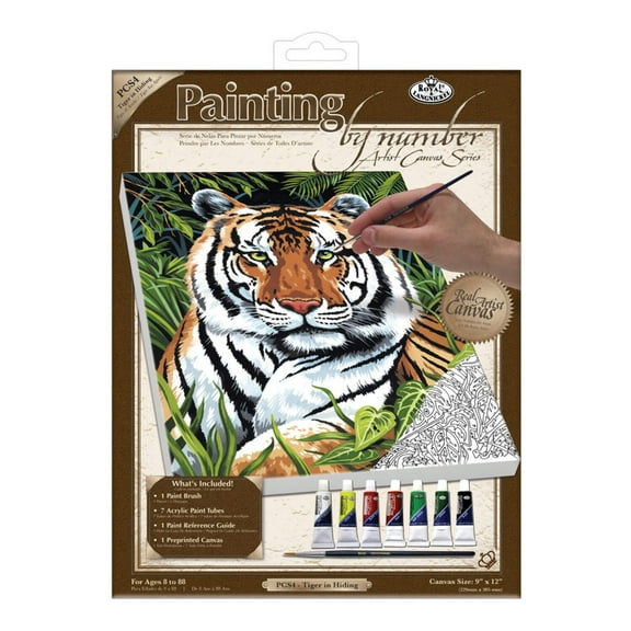 Royal Paint By Number Kit Artist Canvas Series 9"X12"-Tiger In Hiding