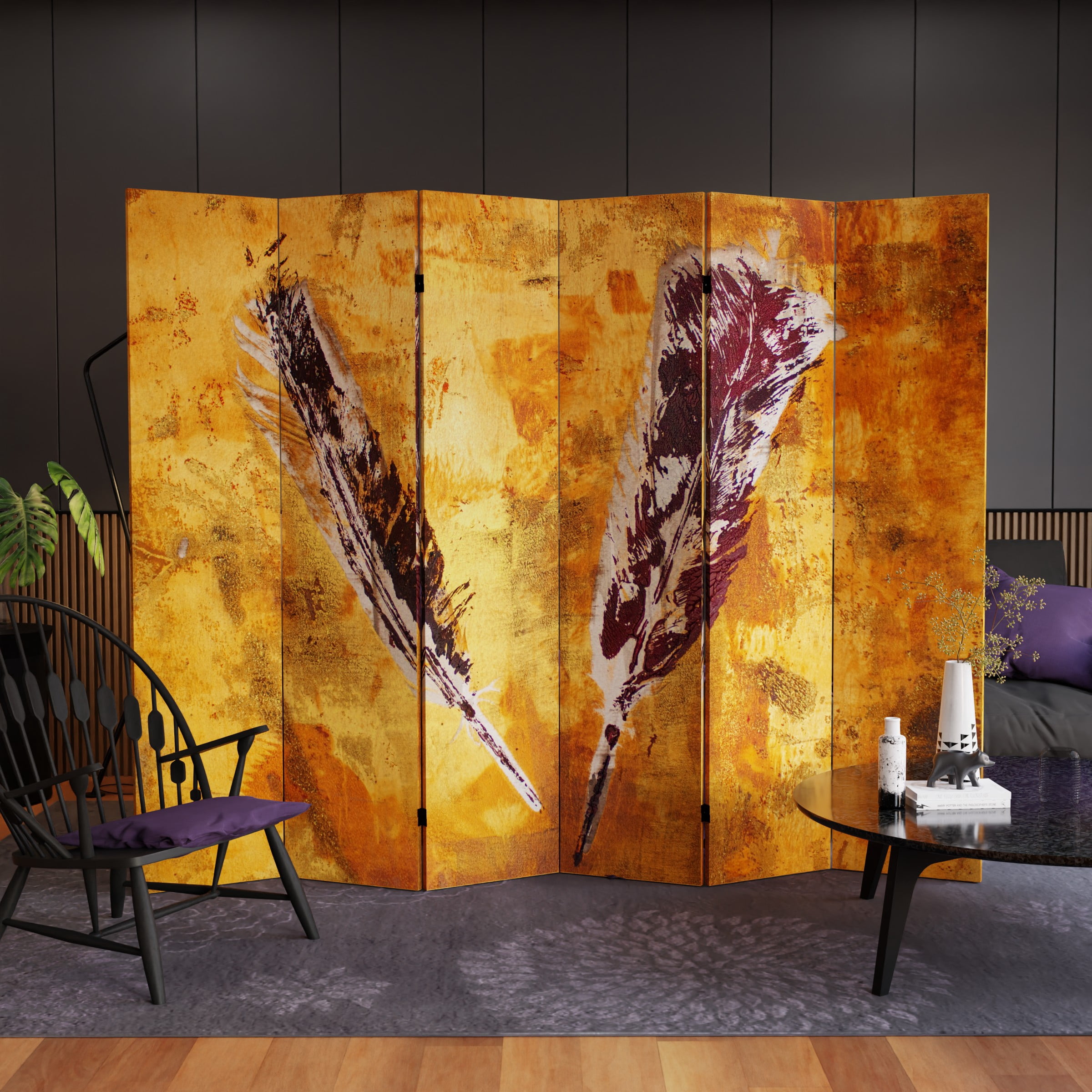 6 ft. Tall Double Sided Flight Canvas Room Divider