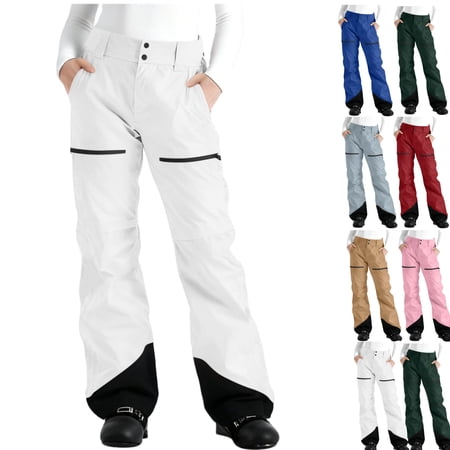 Gamivast Snow Pants Women Waterproof Color Block Straight Leg Ski Pant with Pocktes Lightweight Winter Warm Snowboard Hiking Pants for Outdoor