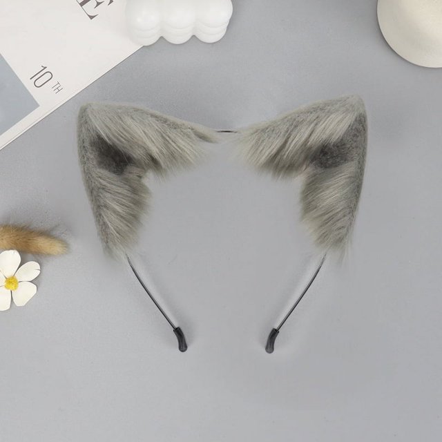 Diadema con orejas de gato y zorro de simulación hecha a mano, diadema con orejas de bestia de peluche, accesorios para vestido de cosplay, accesorios para tocado