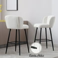 thumbnail image 6 of Dayalane Modern Upholstered Counter Height Bar Stools Set of 4, 30 Inch Sherpa Barstools with Back, Comfy Bar Stools with Metal Legs for Kitchen Counter, Island Stools for Restaurants,Bar, White, 6 of 10