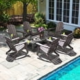 thumbnail image 6 of FODINGHILL Outdoor Folding Adirondack Chair set of 6, HDPE All Weather Patio Chair with Cup Holder for Deck Backyard Garden, BrownWood, 6 of 10