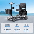thumbnail image 3 of REARFIT Foldable 4 Wheels Mobility Scooter for Seniors, Electric Wheelchair with Detachable Battery, Dual Baskets, Cup & Phone Holder, 330lbs, Silver, 3 of 12