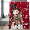 thumbnail image 2 of Shower Curtain 72"W x 84"L Winter Christmas Snowman Gifts Snowflakes Red Fabric Shower Curtains Set with Hooks Water Repellent Bathroom Curtains Machine Washable Bathroom Accessories, 2 of 7