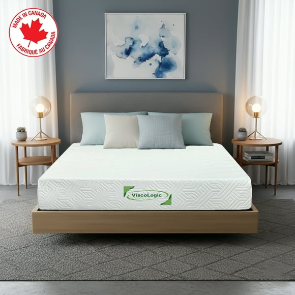 ViscoLogic 6 Inch Full Mattress Made in Canada, Pressure Relieving High Density Foam Medium Firm Comfort, Bamboo Mattress Cover, Perfect for Bunk Bed, CertiPUR-US® Certified Foam
