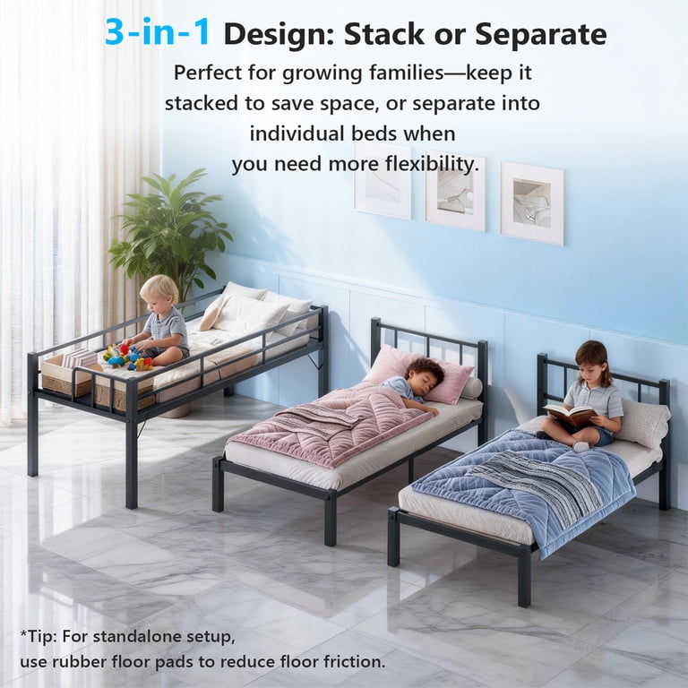 【tak】ベッド Ktaxon Metal Twin Triple Bunk Bed, Twin over Twin over Twin XL Bed