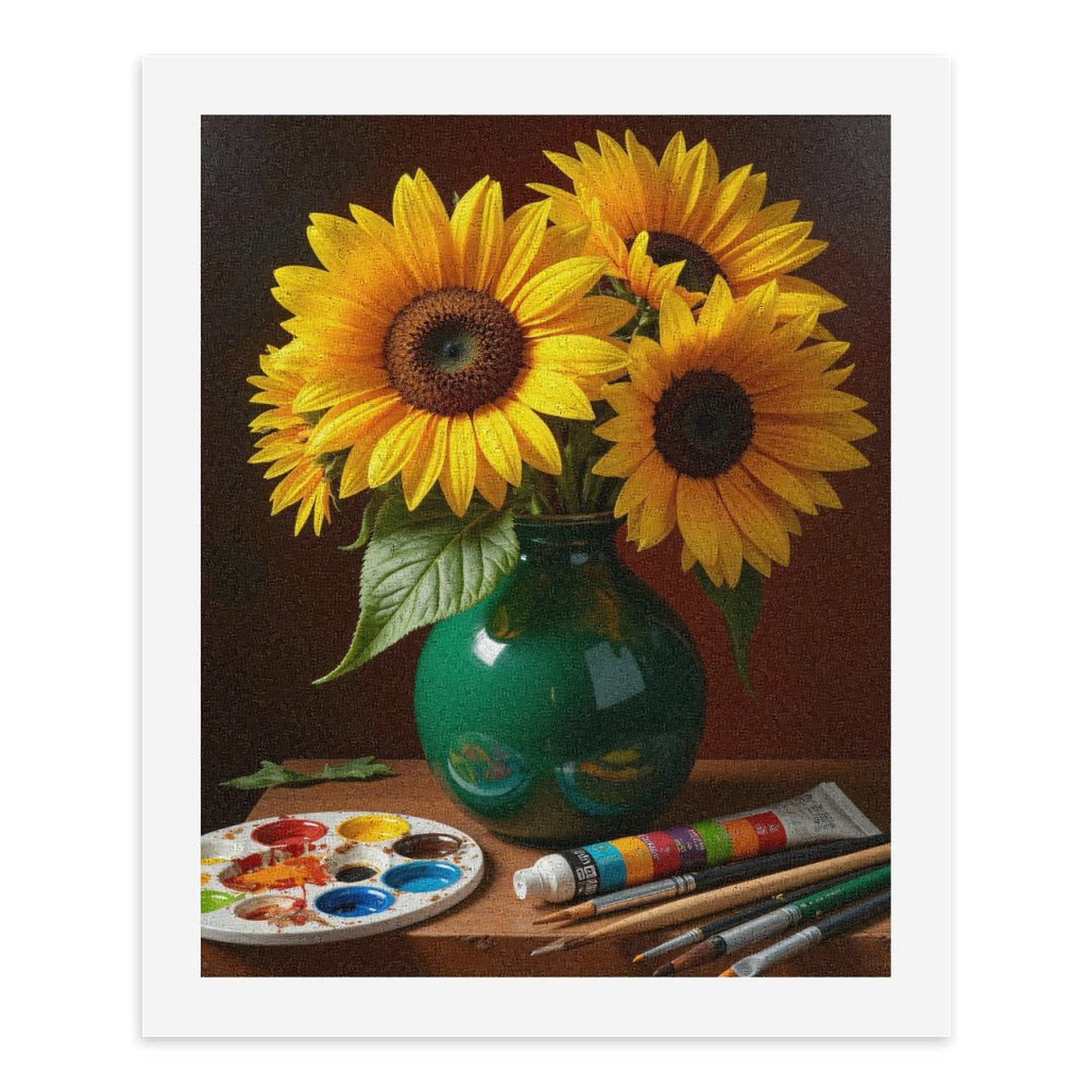 Paint By Numbers Kit for Adults Beginner - DIY Sunflowers Vase Paint Brushes Art Canvas Painting Kits for Adults, Frameless Paint By Number for Adults for Home Wall Decor 16x20 Inch