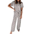 thumbnail image 1 of Conjunto de pijamas para mujer, cuello redondo, manga corta, estampado, cintura elástica, pijamas, 1 of 4