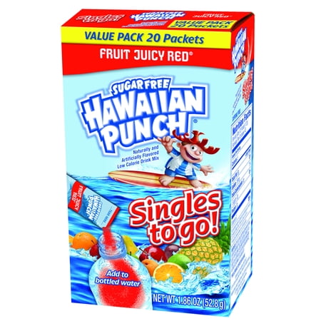 Hawaiian Punch Sugar-Free Fruit Juicy Red To Go Drink Mix Singles Value Pack, 1.86 Oz., 20 Count