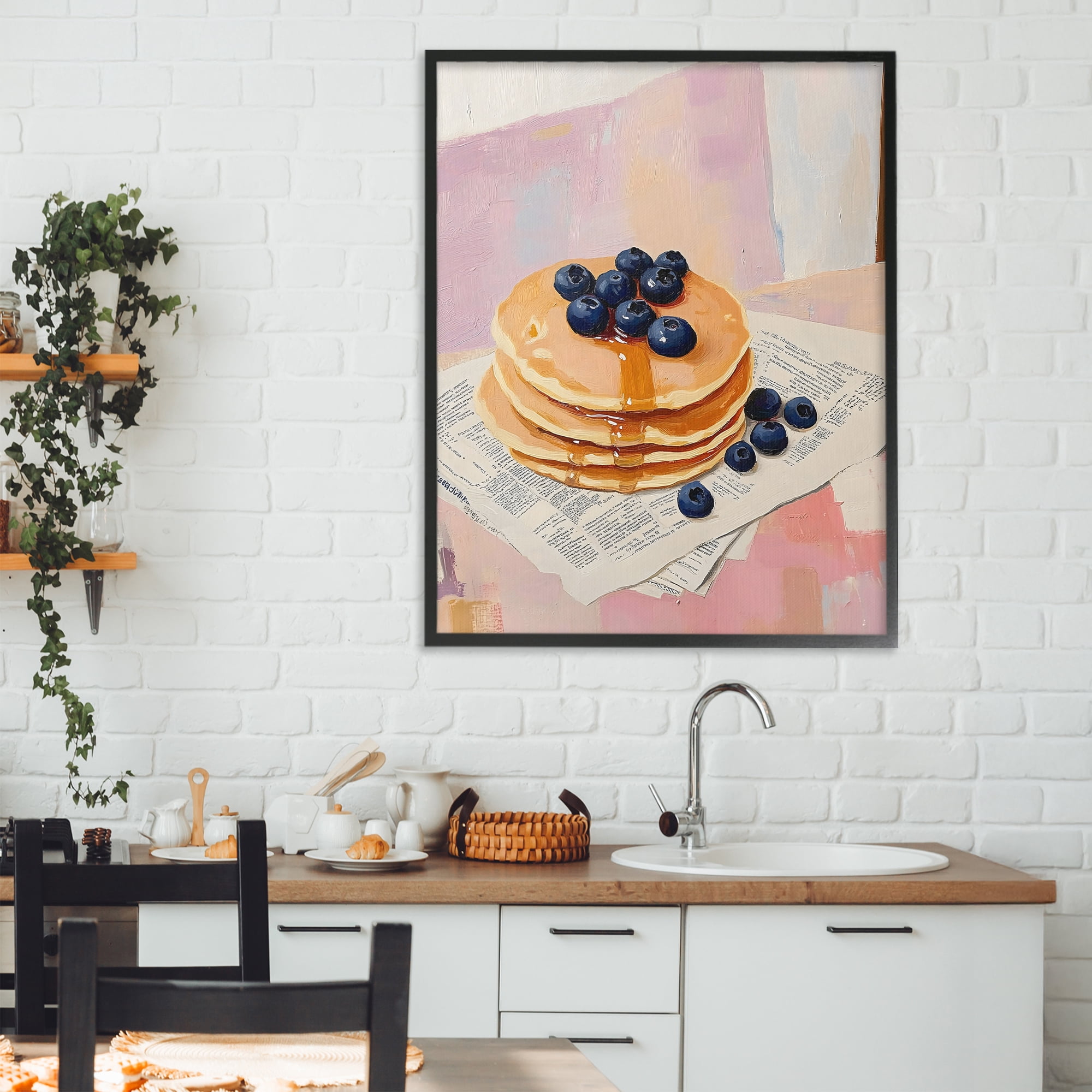 Stupell Industries Blueberry Pancakes with Syrup Black Framed Giclee Art, design by The Prints Vibe