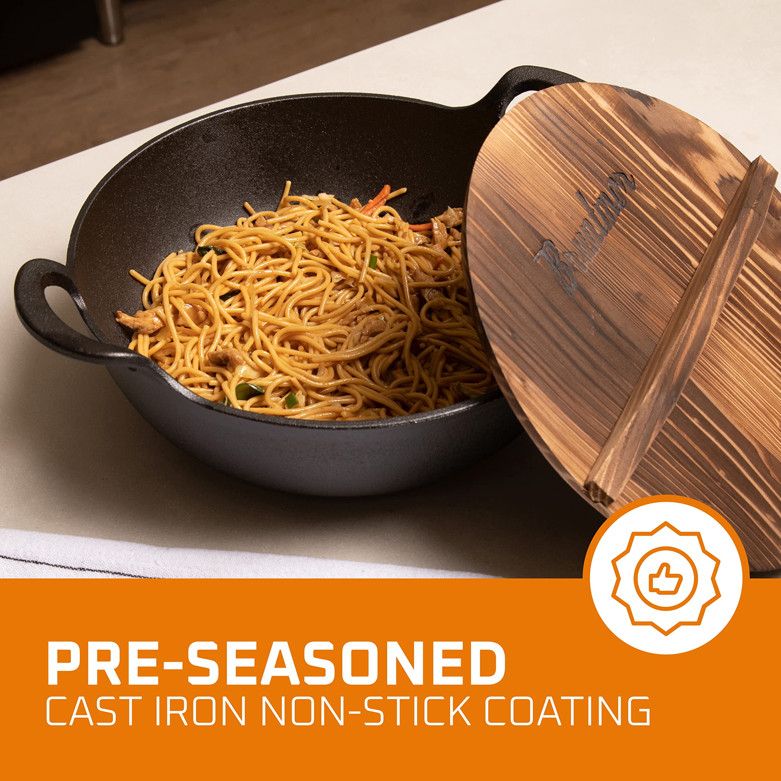 Bruntmor Enameled Cast Iron Balti Dish With Wide Loop Handles, 3