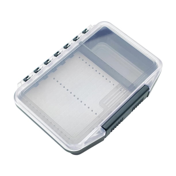 Caja de pesca con mosca resistente con compartimentos ajustables, de plástico resistente para almacenar señuelos. Negro