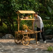 Vintiquewise QI004640 Wooden 3 Tier Rolling Table Cart With 2 Wheels for Home Decor, Display Rack, Lemonade stand, Food Stand, or Tea Stall