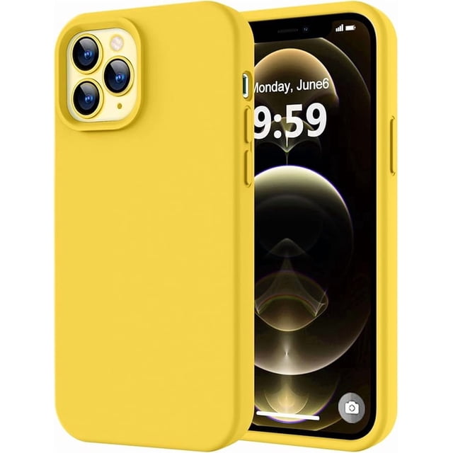 Funda de Silicona Engrosada para iPhone 12 Pro Max, Amarilla
