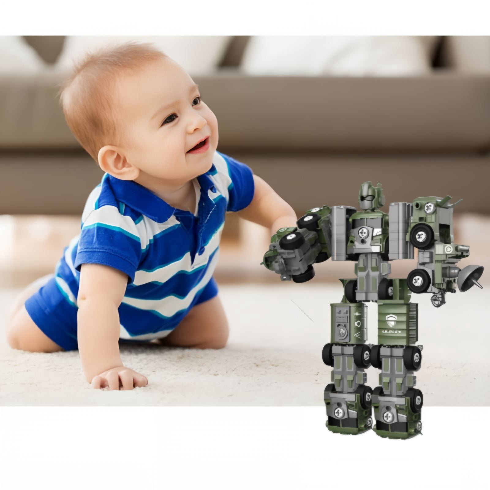 Transform Robot Toys for Boys 3-6 Year Old, 5 in 1 STEM Building Toys Cars for Toddler Boys Girls Gifts, Green