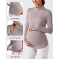 thumbnail image 3 of G4Free Lightweight Maternity Long Sleeve Workout Tops UPF 50+ Rash Guard Half Zip Sun Shirts Ruches Pregnancy Pullover, 3 of 8