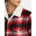 thumbnail image 5 of No Boundaries High-Pile Fleece Lined Plaid Overshirt, Men’s and Big Men’s, 5 of 6