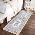 thumbnail image 2 of Hasoo Runner Rug 2x6 Distressed Geometric Floral Indoor Washable Rug for Hallway Bohemian Contemporary Rug, Beige Gray, 2 of 7