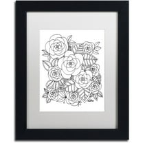 Trademark Fine Art "Flower Design 2" Canvas Art by KCDoodleArt White Matte, Black Frame