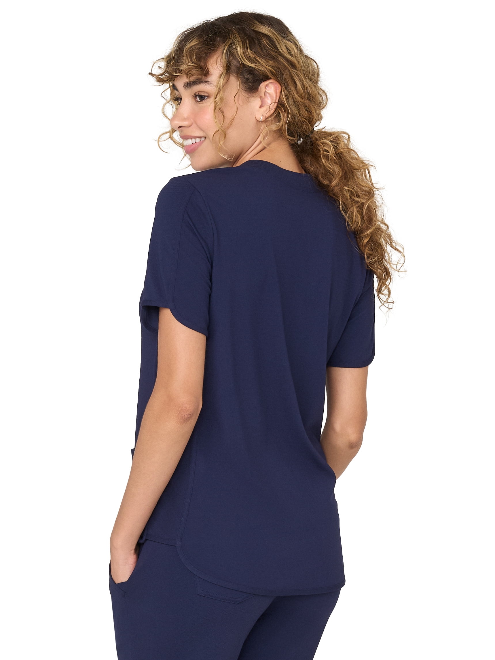 Kindly Yours Women’s Zip-Front Crewneck Scrub Top, Sizes XS-XXL
