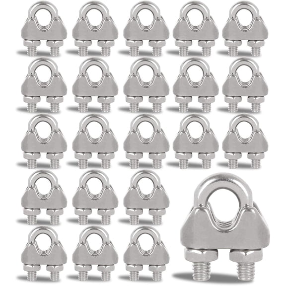 40pcs 1/4" M6 Stainless Steel Wire Rope Clamps U-Bolts Saddle Fasteners Cable Holders