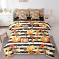 thumbnail image 1 of Lit Citrouille de l'Action de Grâce en Sac Grand 7 Pcs, Ensemble de Couette Feuilles d'Automne Réversible Noir et Blanc Rayé Design Récolte d'Automne, Ensembles de Literie Doux et Respirants avec Couette, Draps, Taies d'Oreiller, 1 of 5