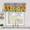 thumbnail image 3 of Goory 2 Pack Sunflower Printed Short Window Curtain Rod Pocket Window Drapes Cafe Tier Kitchen Scarf Bathroom Valance Style 1 W:42"xL:45", 3 of 5
