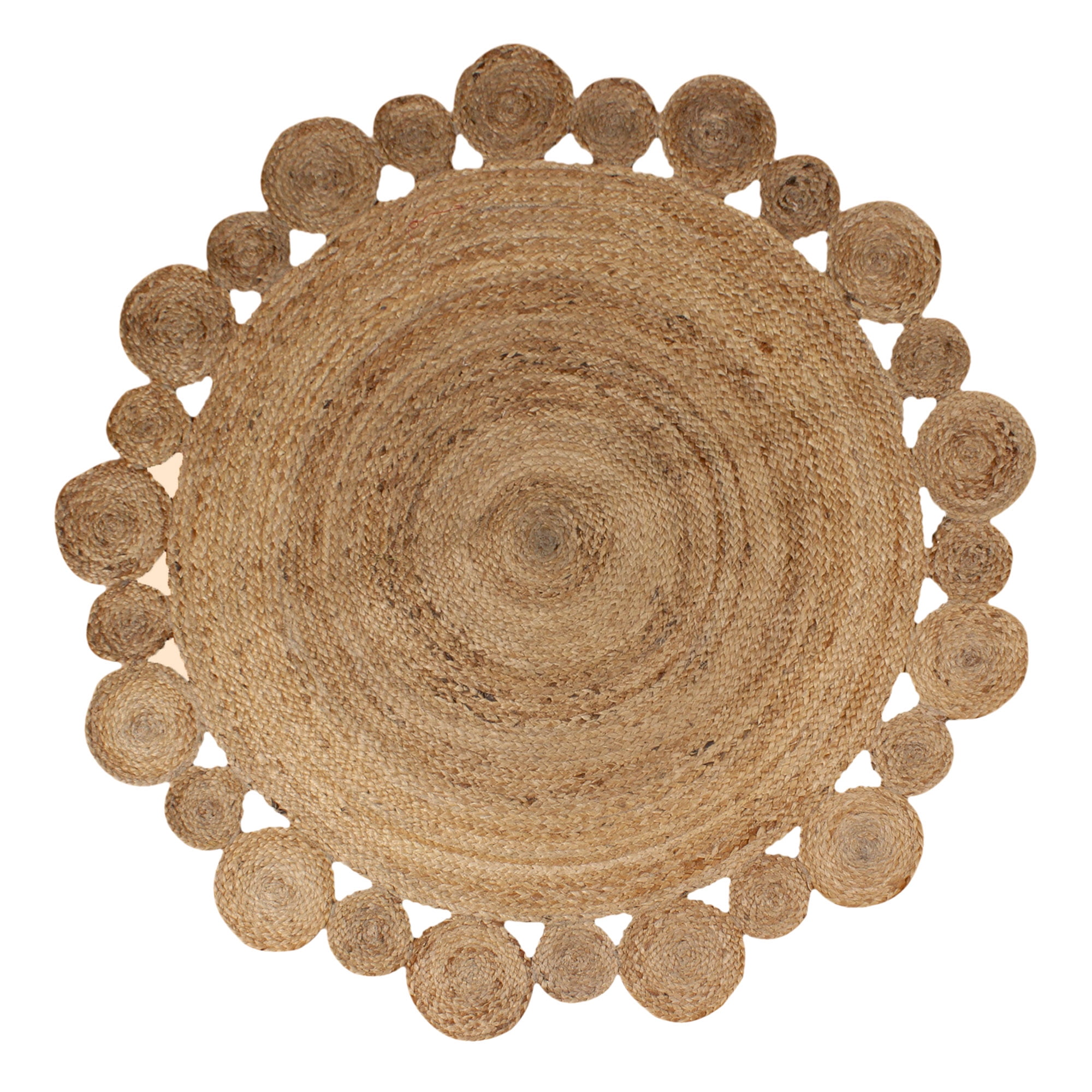 Natural Jute Kilim Round Area Rug Outdoor Garden Rug Braided Style