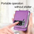 thumbnail image 5 of Wallet Case for Samsung Galaxy Z Flip 3 Card Holder, Embossed PU Leather Cover Removable Adjustable Shoulder Neck Strap Lanyard Phone Case for Samsung Galaxy Z Flip 3 Crossbody Purple, 5 of 16