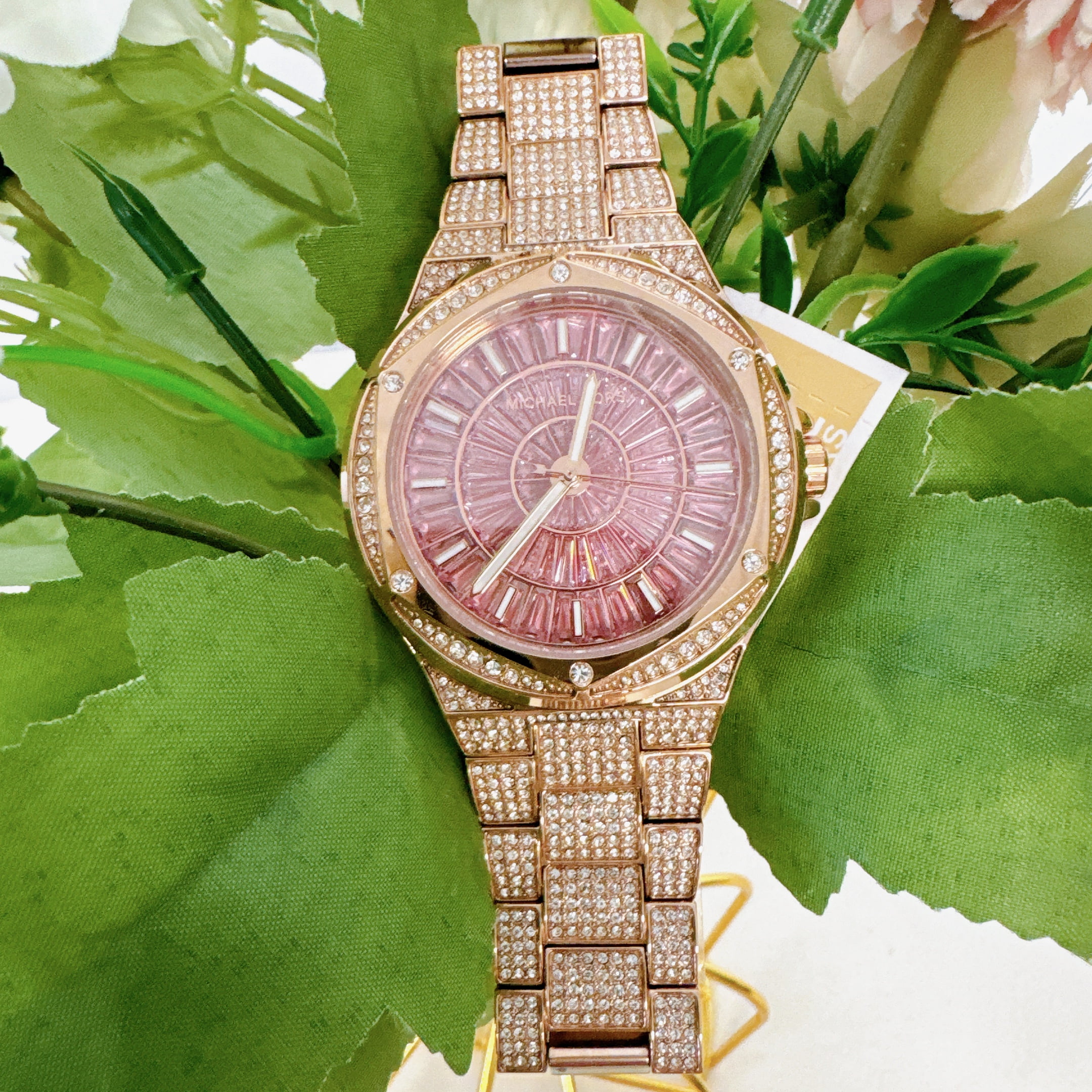 Michael Kors MK6992 Lennox Pave Glitz Pink Crystal Rose Gold Michael Kors MK6992 Lennox Pave Glitz Pink Crystal Rose Gold
