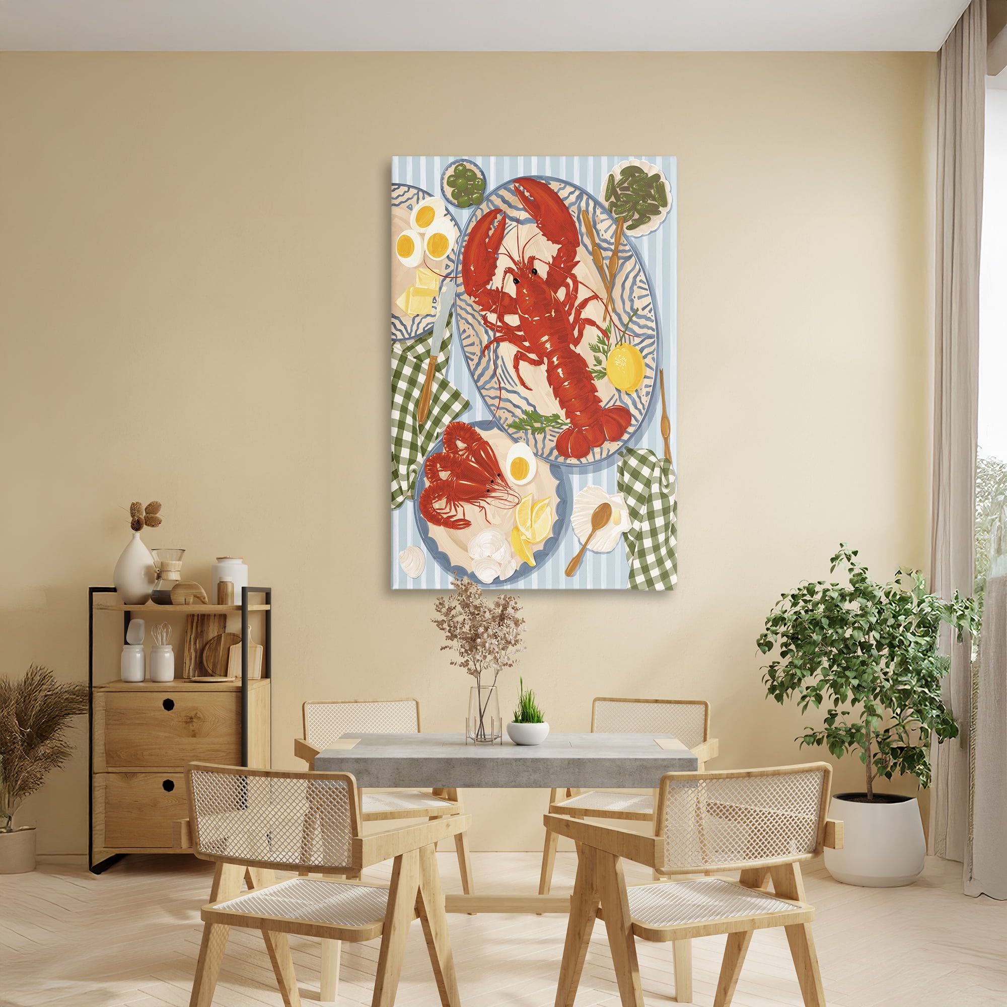 Stupell Industries Lobster For Lunch Platter Canvas Wall Art, design by Vero Illustrates