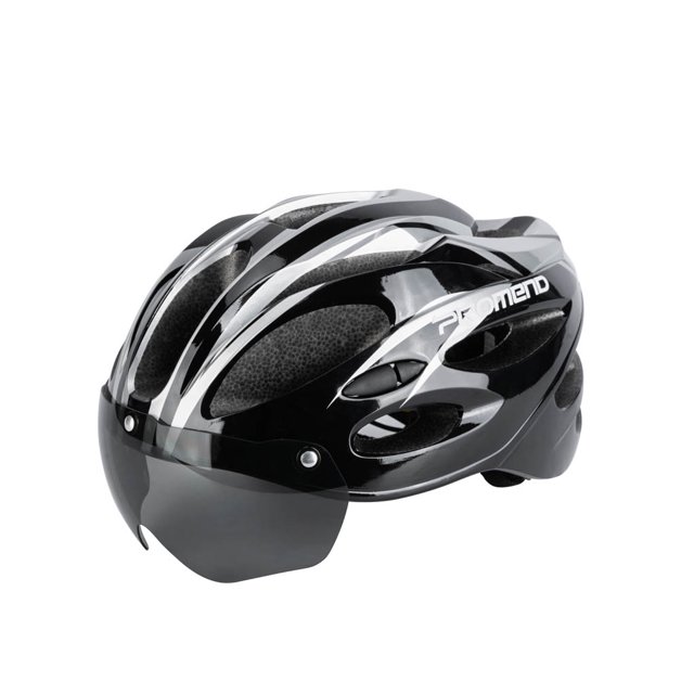 Naiovety PROMEND bicicletas casco protección cómoda absorción de impactos bicicleta cabeza Protector al aire libre portátil ciclismo gafas Ciclismo Negro Plata Naiovety OD025945-04