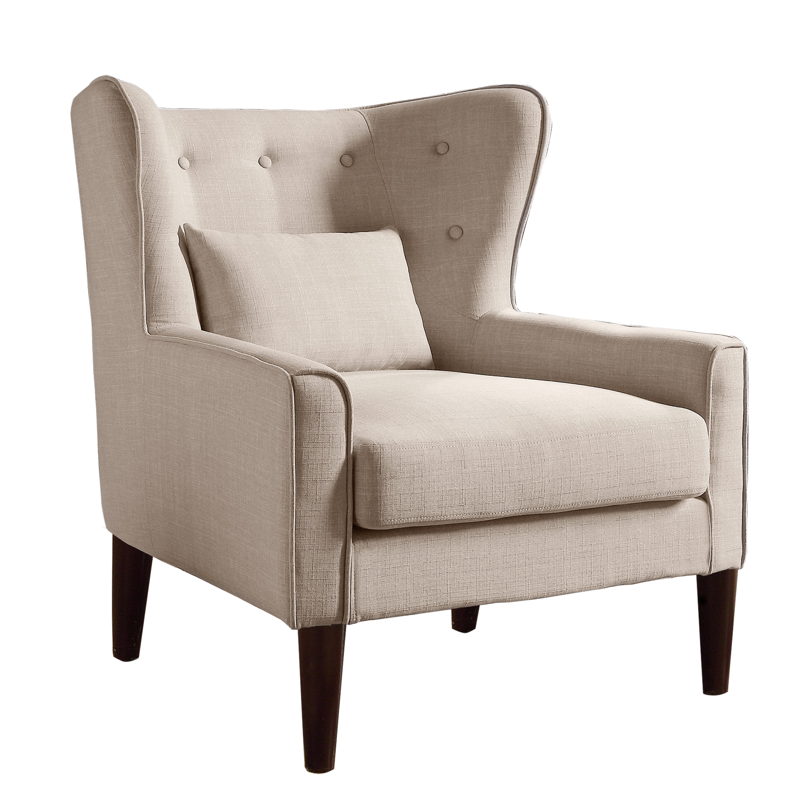 BSHTI Beige Linen Upholstered Accent Arm Chair, Solid Rubberwood Frame, Modern Comfy Side Chair for Living Room Bedroom