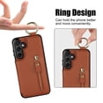 thumbnail image 5 of Cutyskin for Samsung Galaxy S22 Plus Wallet Case【RFID Blocking】 with Card Holder Cash Pocket Zipper Bills Slot, Soft PU Leather Magnetic Back Folio Kickstand, Finger Ring Holder Hook Case, Brown, 5 of 9