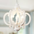 thumbnail image 6 of Oaks Aura Cottage Chic Crown Rustic Wood Chandelier 6-Light Farmhouse Wooden Pendant, 6 of 9