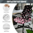thumbnail image 3 of SCRAWLGOD 3 Pieces Stretchable Office Chair Cover with Armrest Slipcovers Dustproof Desk Chair Covers Stain Resistant Desk Chair Seat Protector, Cherry Blossom Pink Black, L, 3 of 7