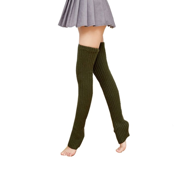 Minnieouse Paquete de 2 calcetines hasta el muslo calentadores de piernas para diario fiesta de Halloween verde Medias Verde