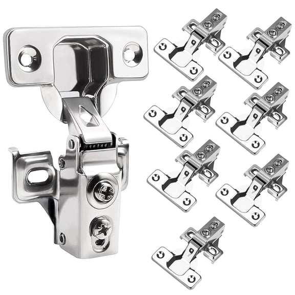 DEXIMRO 7 Pack 1/2 inch Overlay Cabinet Hinges Soft Close Hidden Door Hinge for Kitchen Cabinet Hinges Stainless Steel Adjustable Hinges Satin Nickel Cabinet Hardware
