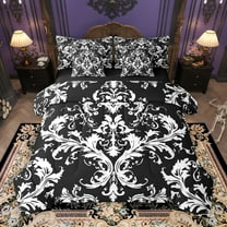 Manfei Retro Damask Jacquard 7-Piece Twin Bedding Sets,Baroque Flower Floral Bedding Comforter Set,White Black Sheet Sets For Adult,Super Cozy Room Decoration Reversible
