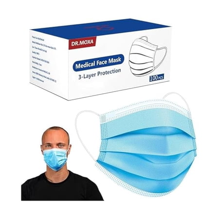 Face Masks Disposable 100 Pack, PFE>95%, 3 Ply Protection Face Masks for Adults General Use
