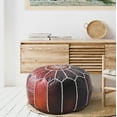 thumbnail image 3 of Pre-filled Genuine Leather Moroccan Ottoman, Handmade Leather Pouf Footstool, Rustic Brown, 3 of 6