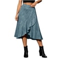 thumbnail image 2 of Jovrlynd Midi Skirts for Women Boho Elastic High Waist Faux Suede Western Ruffle Long Skirt for Holiday Party, S‑2XL, 2 of 8