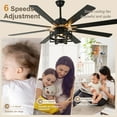 thumbnail image 4 of Bella Depot 65" Black  Industrial Ceiling Fan with Light and Remote Control  6-Speed Reversible DC Motor, 4 of 12