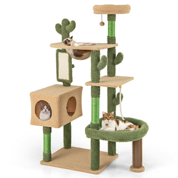 Gymax 59'' Cactus Cat Tree for Indoor Cats w/ Sisal Scratching Posts & Board Condo