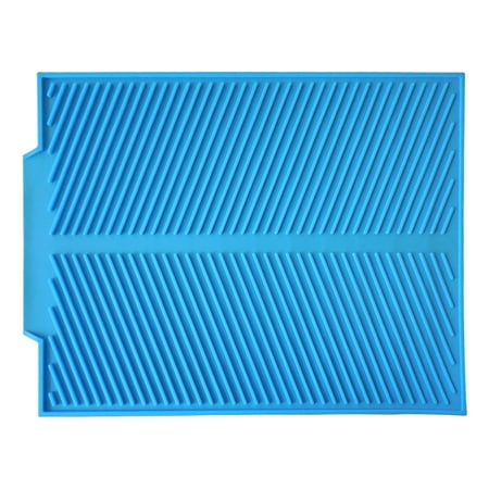 

wendunide Drain Rack Dish Drying Mat Silicone Large 16 X 13 Inch For Kitchen Heat Resistant Counter Water Filter Pad Blue