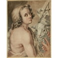 thumbnail image 3 of After Carlo Cignani 15x18 Black Modern Framed Museum Art Print Titled - Saint John the Baptist with Lamb, 3 of 5
