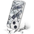 thumbnail image 4 of Compatible with iPhone 15 Plus Shiny Plating Marble Case with Detachable Glitter Paper for Women Men Fashion Luxury Electroplated Soft TPU Camera Protection Shockproof Phone Cover, Silver, 4 of 6