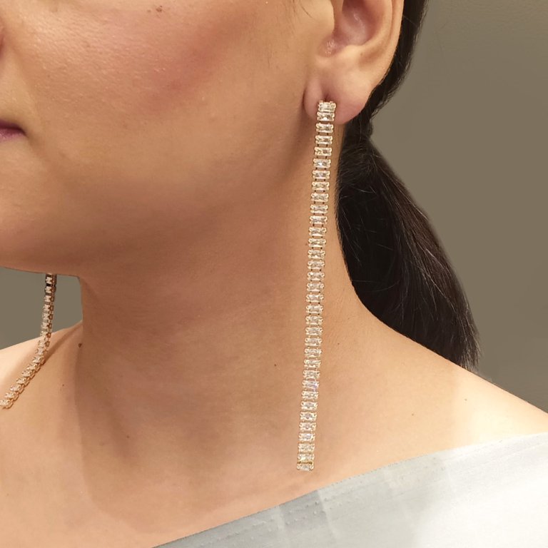 Pearl Cubic Zirconia Earrings,Drop Dangle Suds For Bride & Bridesmaids