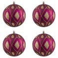 thumbnail image 5 of Vickerman 4.75" Berry Red Matte Ball with Glitter Diamond Pattern. Add variety and sparkle to your holiday arrangement with this matte ornament that features a glitter pattern. Includes 4 pieces per b, 5 of 5